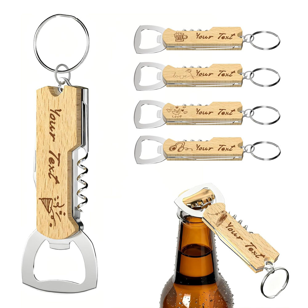 Bottle Opener Keyring - Custom Engraved Logo Bottle Opener Keychain