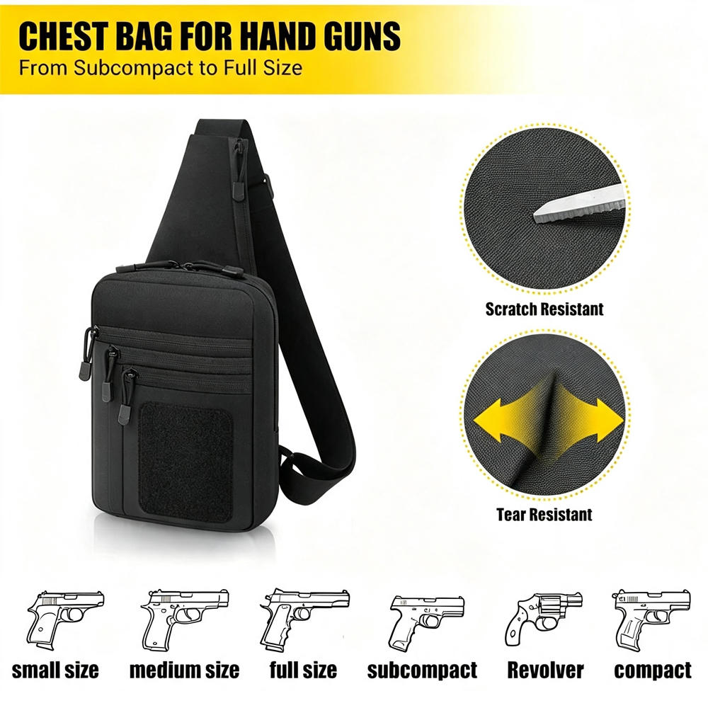 Concealed Carry Chest Gun Bag  - Edc Carry Bag For Pistol 评论和价格