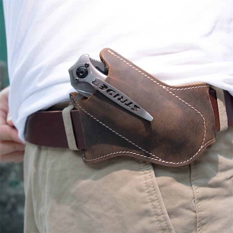 Leather Folding Knife Sheath,  - Edc Carry Pocket Pouch 评论和价格